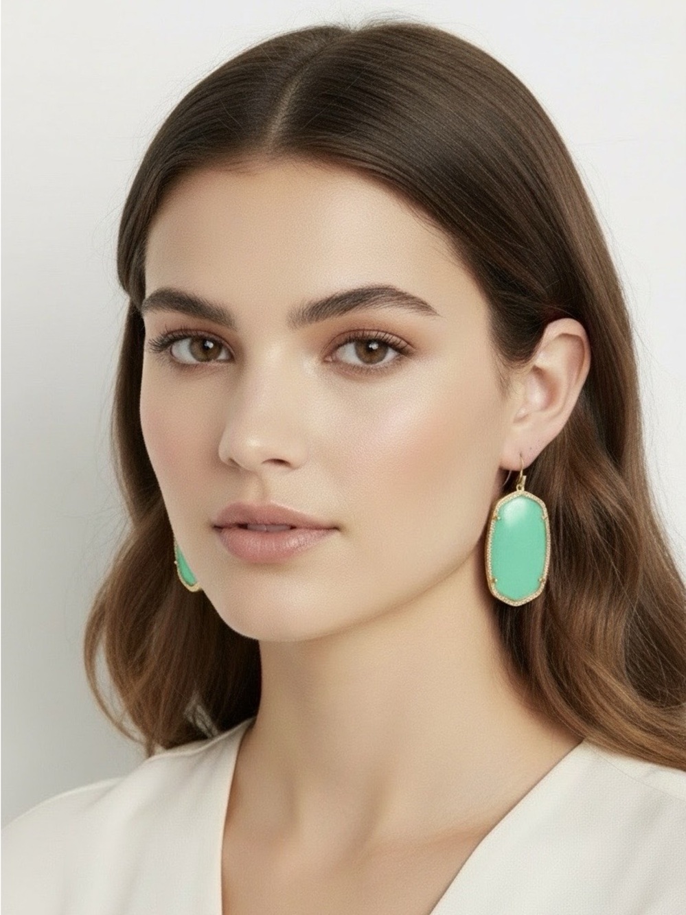 Kendra Scott Danielle Statement Earrings green turquoise oval gold settings